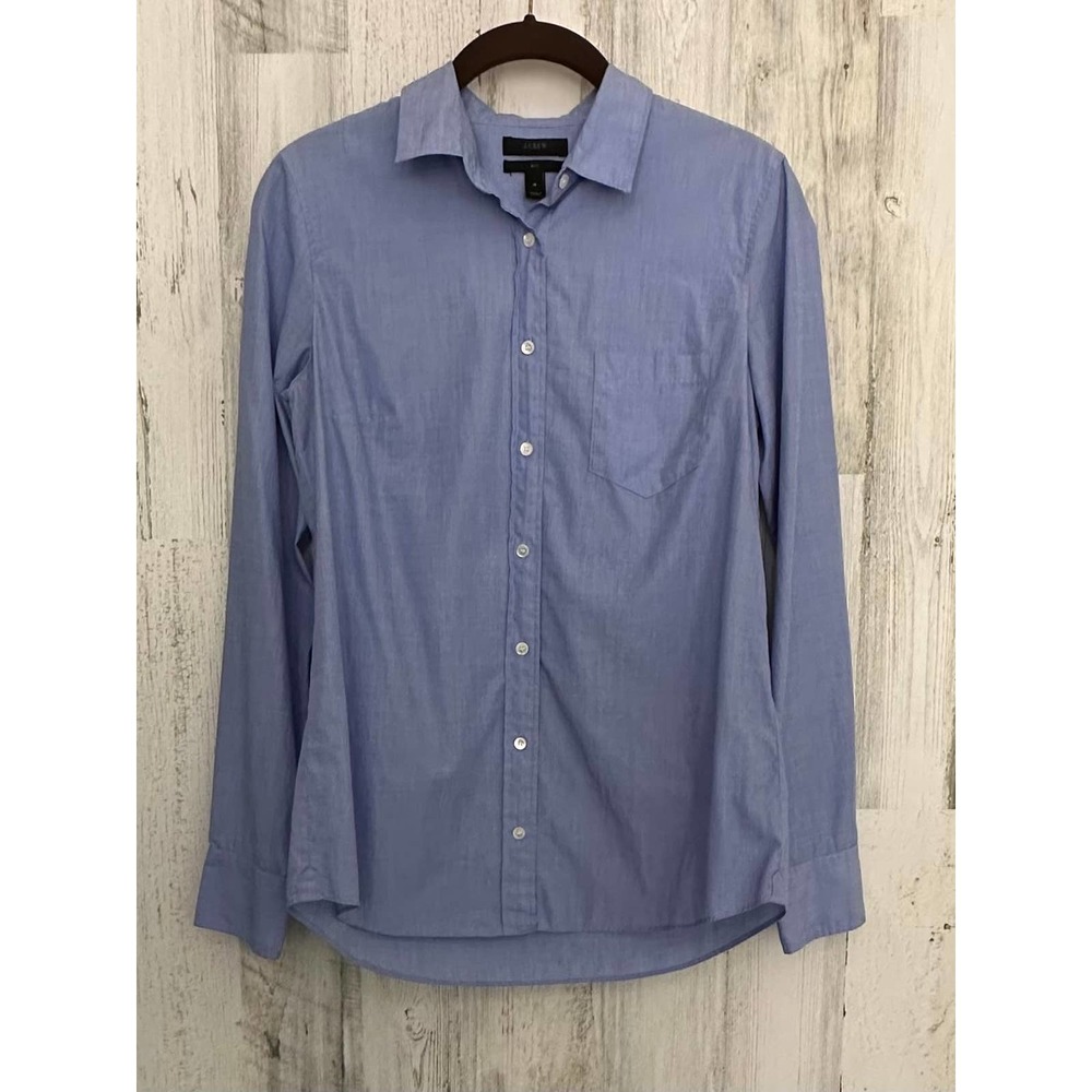 J Crew Womens Blue Chambray Shirt Size 4 Boy Fit